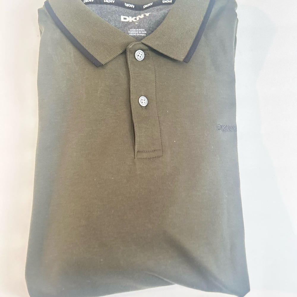 DKNY Men's Polo Shirt in Olive - Picture 2 of 3